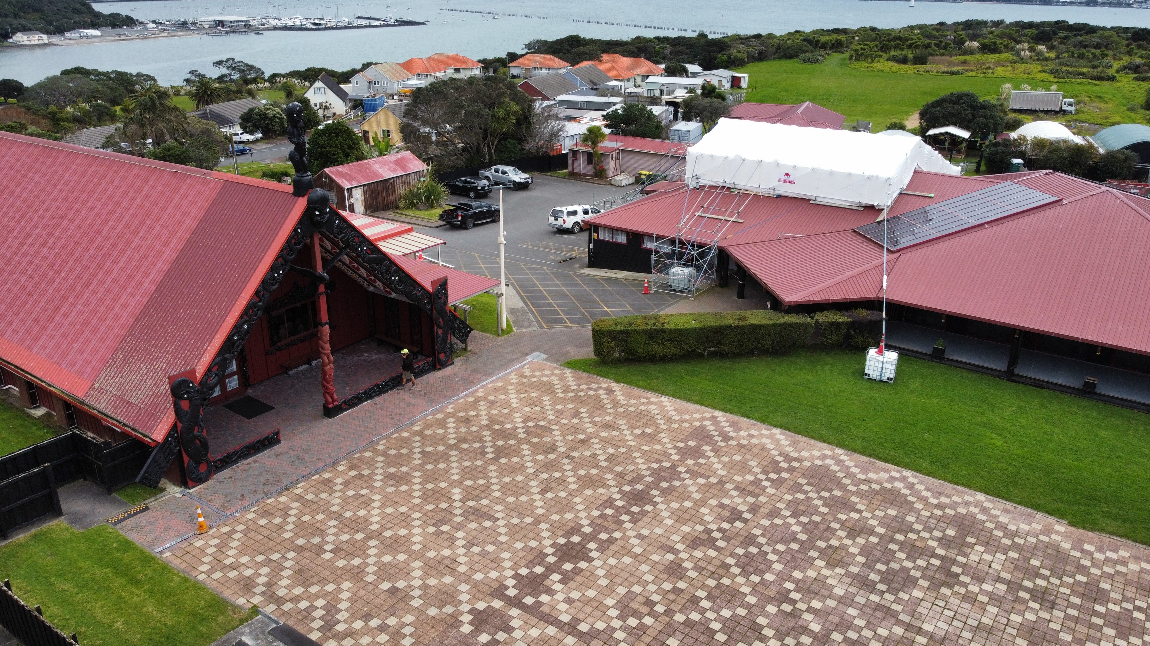 Orakei Marae Project: Scaffolding & Shrink Wrap Success with SK Scaffold 🚀🏗️